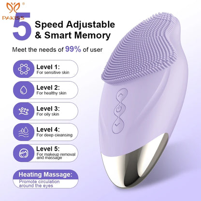 PAKISS Multifunctional  Electric Silicone Face Brush - Deep Pore Cleanser for Blackheads, Oil Control & Makeup Removal