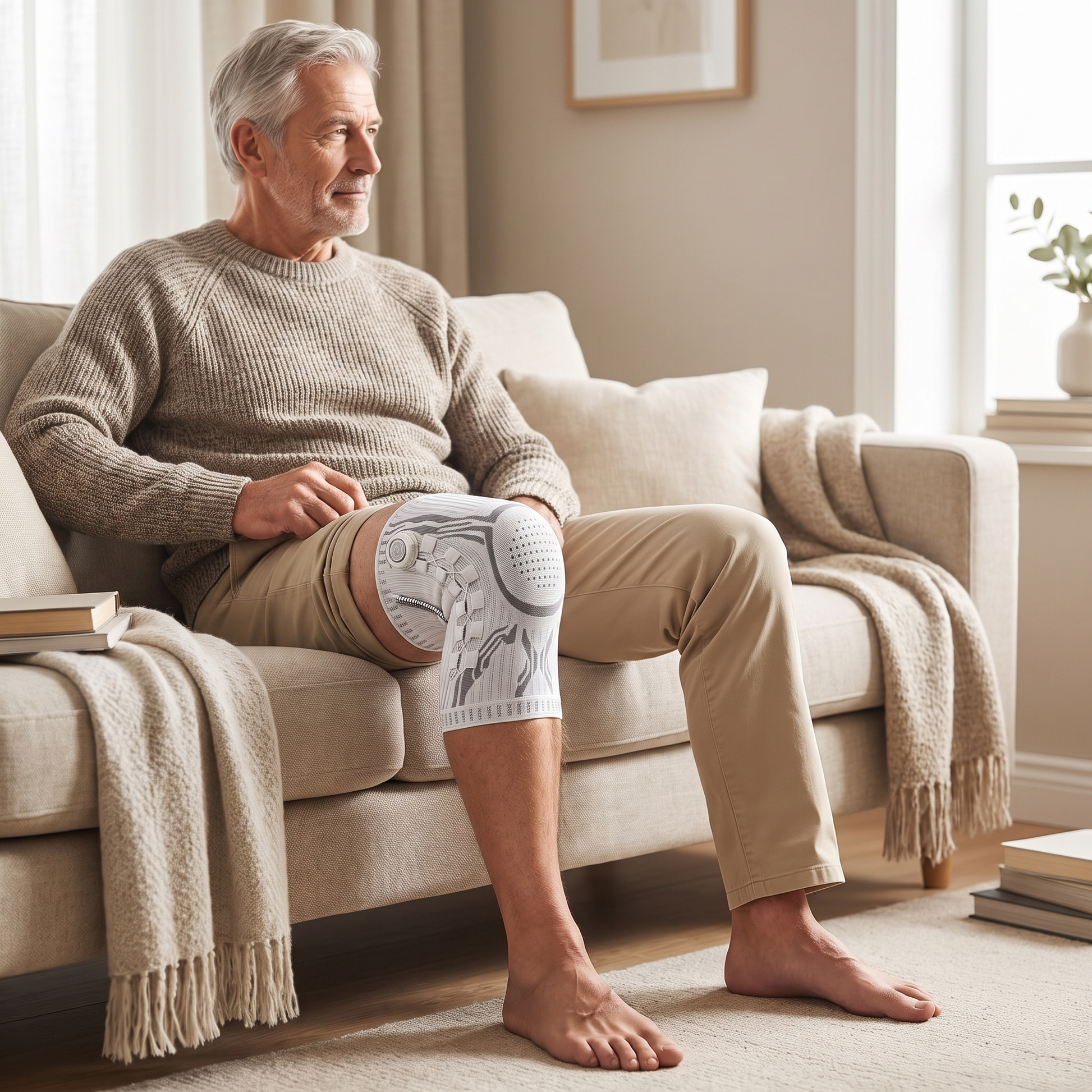 Kneova worn low-profile under trousers